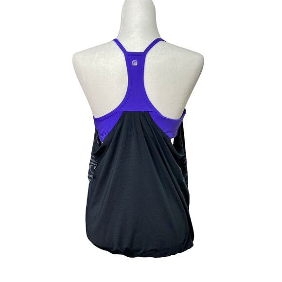 FABLETICS | sz S Women's Black/Purple Zebra/Solid Layer Bra Padded Norwalk Tank - Picture 5 of 5